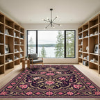 Dark Floral Archway Golden Foliage Rug