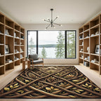 Brown Intertwined Wood Leaf Pattern Rug
