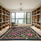 Pink Floral Trellis Medallion Rug