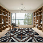 Industrial Steel Grey Geometric Iron Lattice Rug