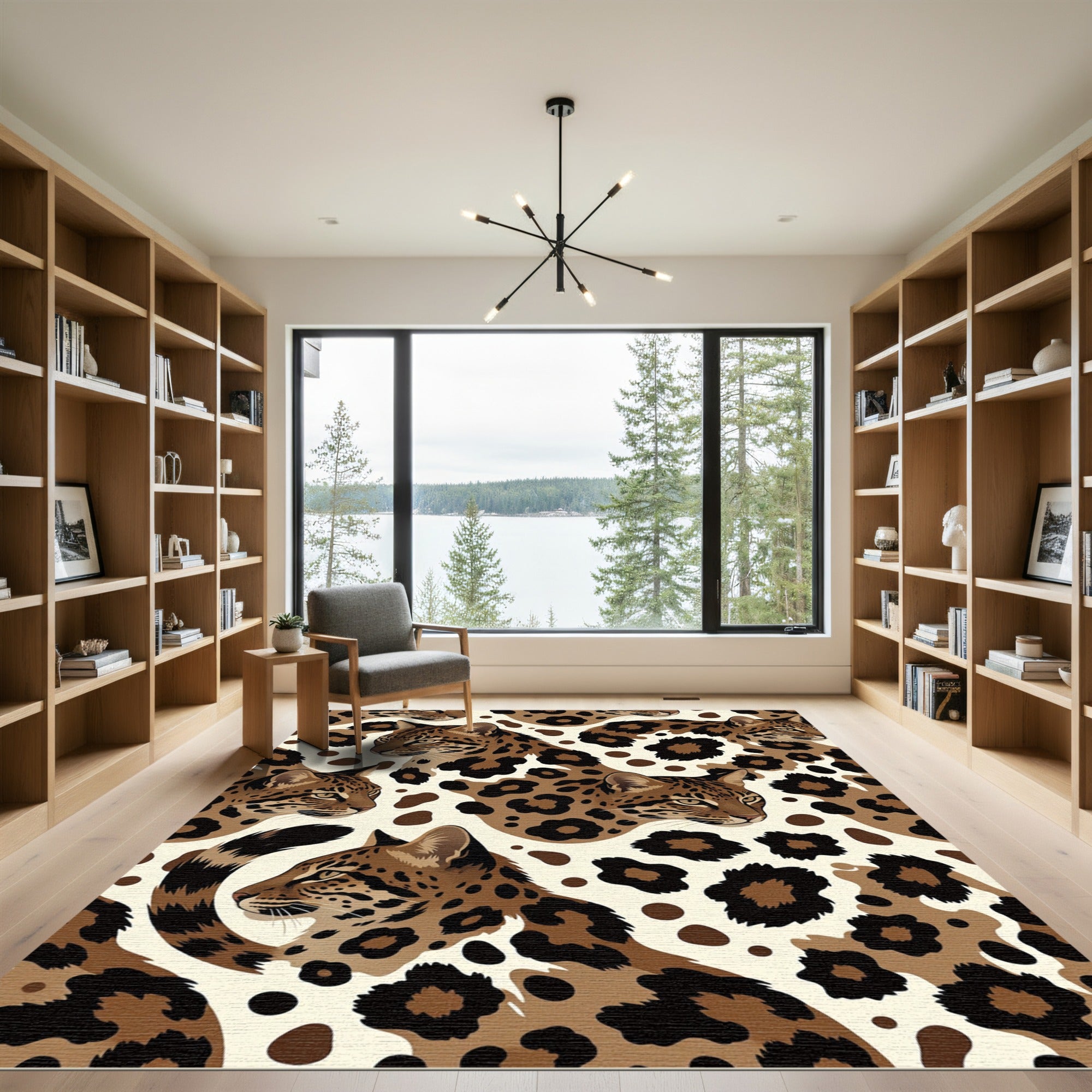 Exotic Leopard Spotted Cat Art Rug