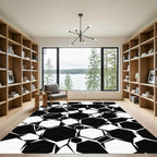 Bold Monochrome Geometric Abstract Hexagon Rug