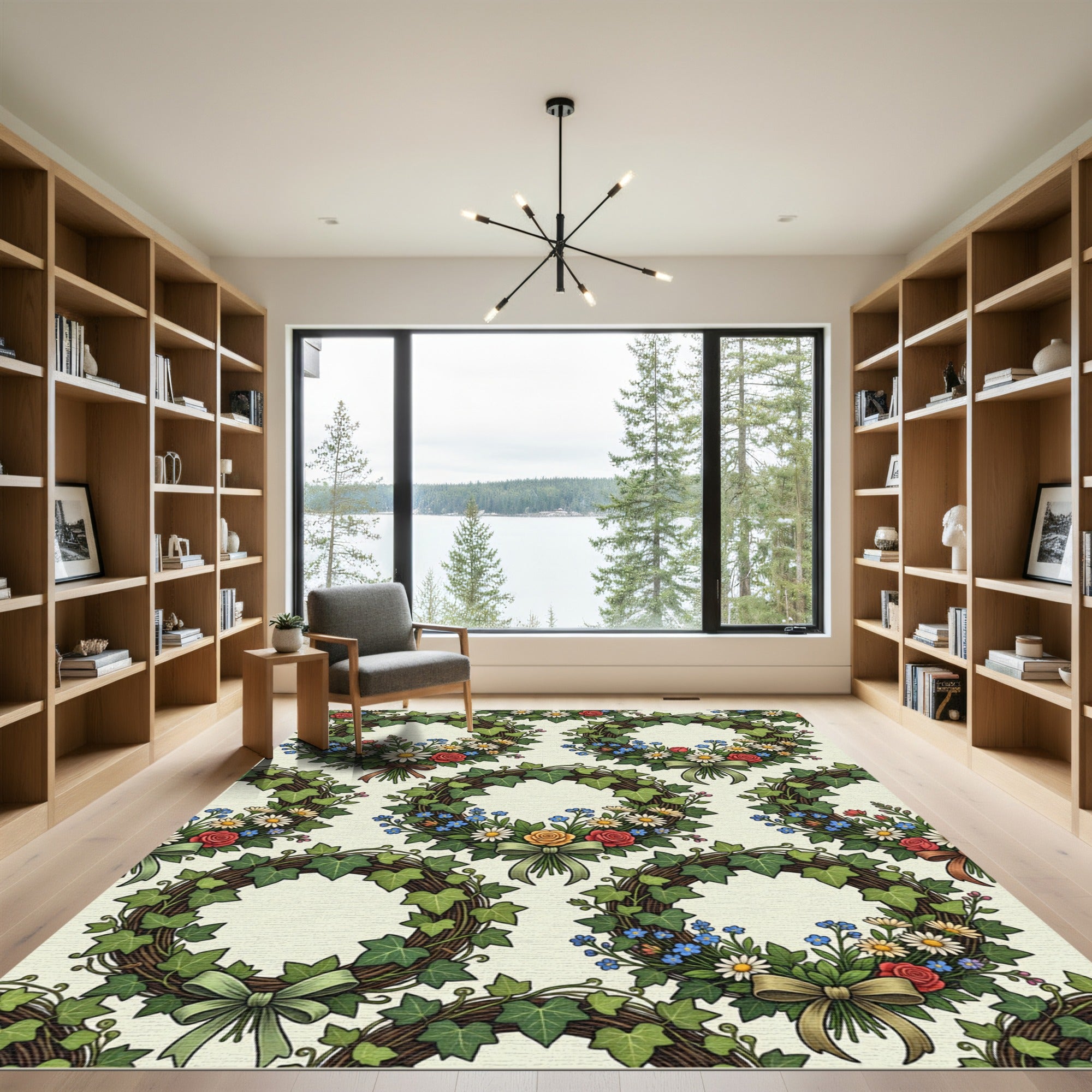 Ivy Wreath Floral Arrangement Rug