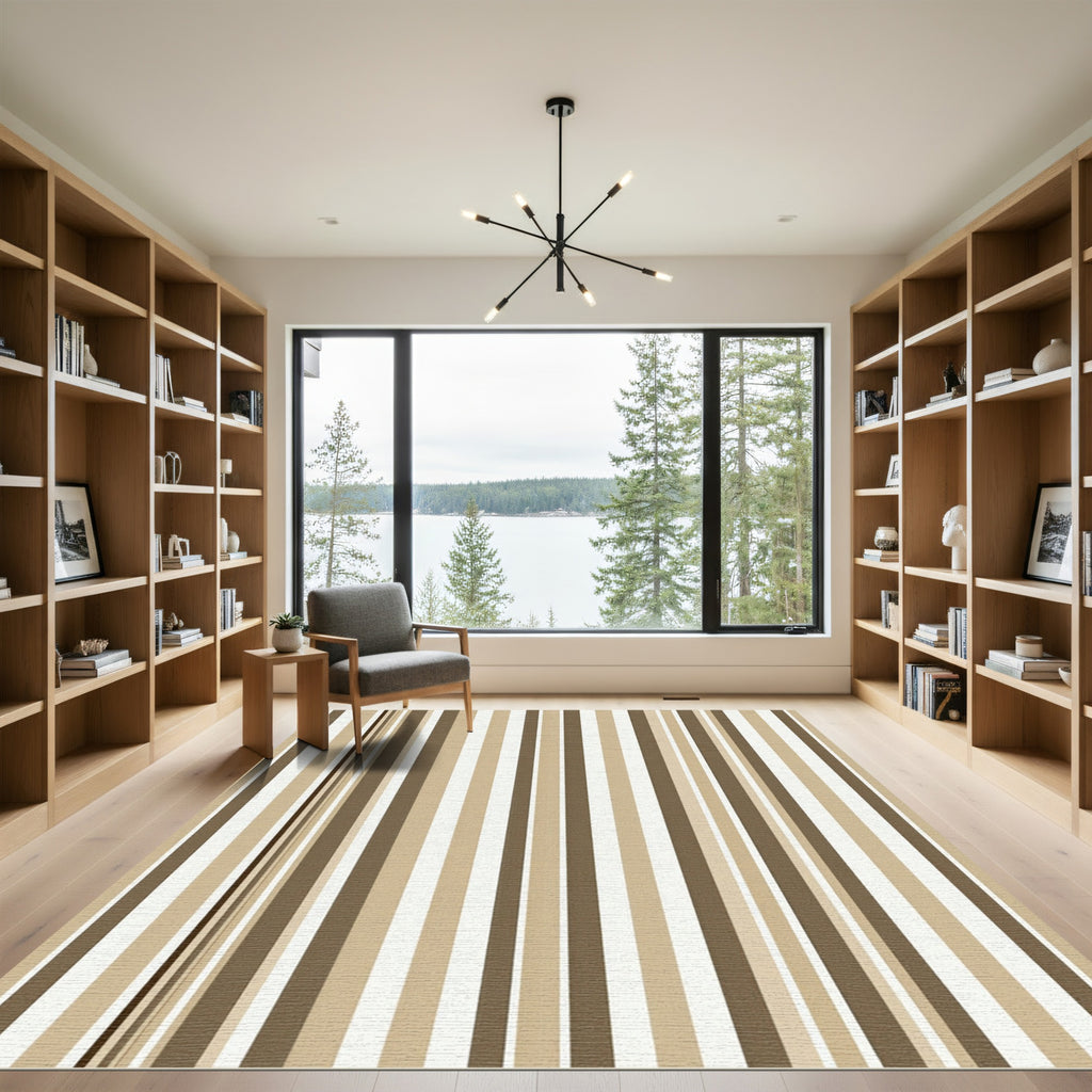 Minimalist Earthy Tone Vertical Stripe Rug