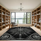 Monochromatic Sunburst Crest Mandala Rug