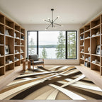 Cream Brown Gold Ribbon Weave Rug