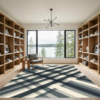 Dark Teal Diamond Lattice Rug