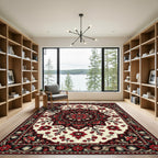 Crimson Black Floral Medallion Radiance Rug