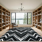 Sharp Black White Zigzag Stripes Rug