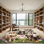 Whimsical Puppy and Butterfly Meadow Rug