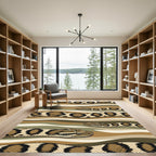 Slithering Reptilian Snakes on Wavy Earth Tones Rug