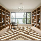 Modern Brown Geometric Chevron Diamond Rug