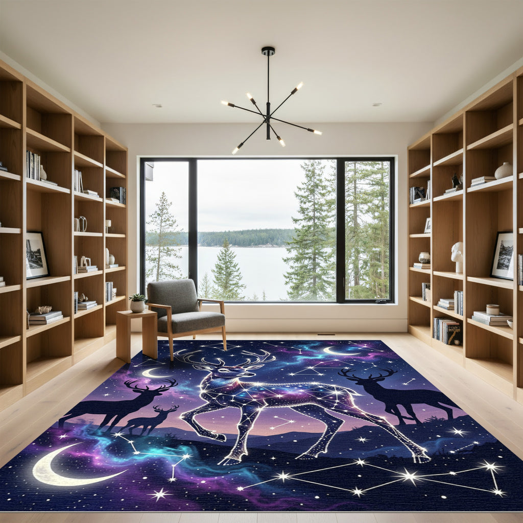 Celestial Constellation Deer Cosmic Galaxy Rug