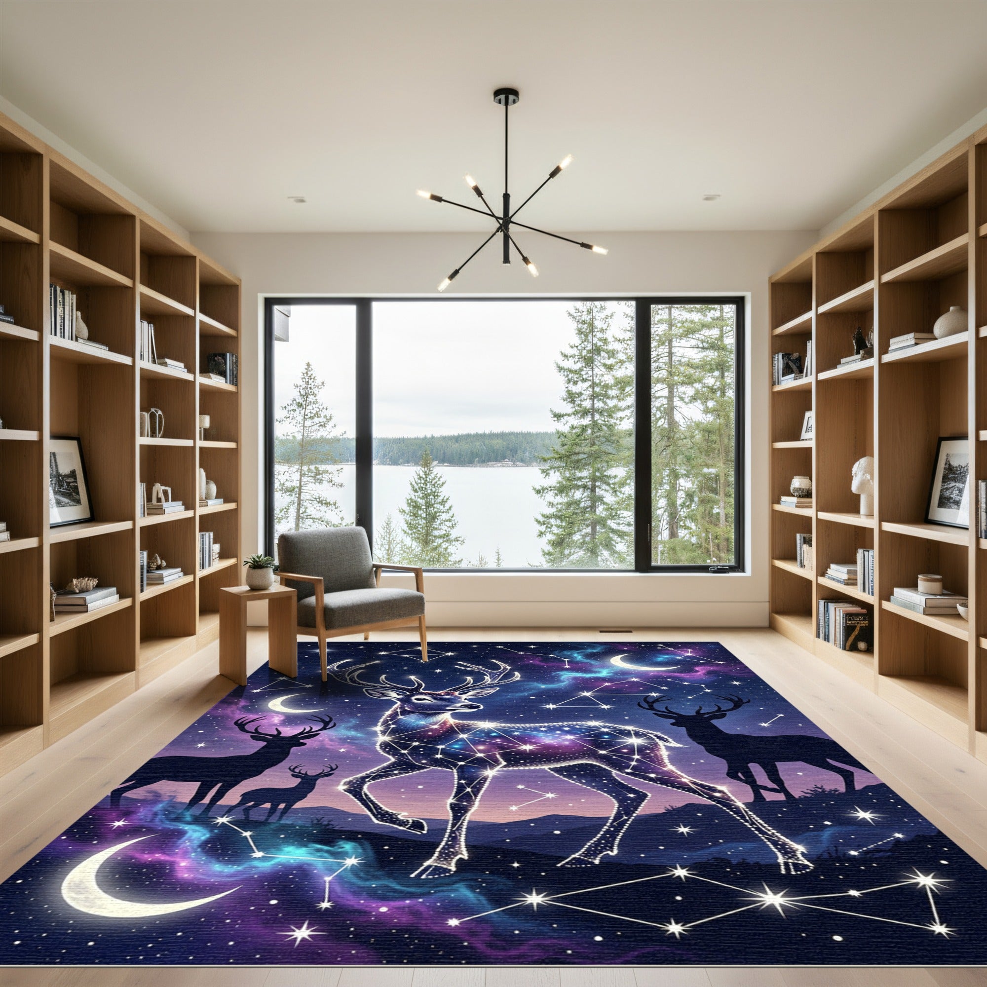 Celestial Constellation Deer Cosmic Galaxy Rug