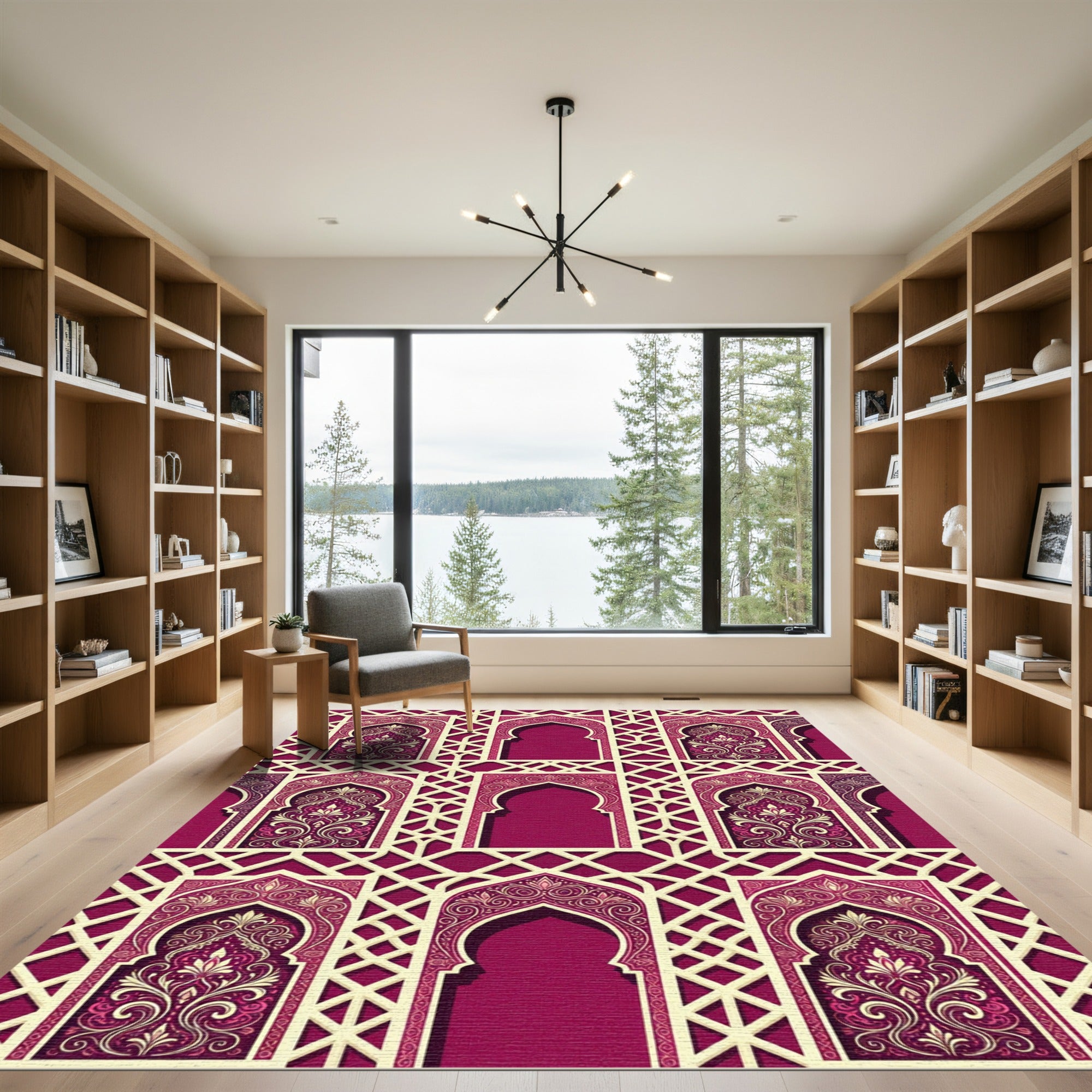 Burgundy Archway Ornate Filigree Lattice Rug