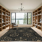 Gilded Floral Hexagon Art Rug