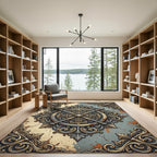 Ornate Bronze Metallic Filigree Medallion Rug