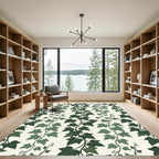 Lush Forest Green Ivy Vertical Vine Rug
