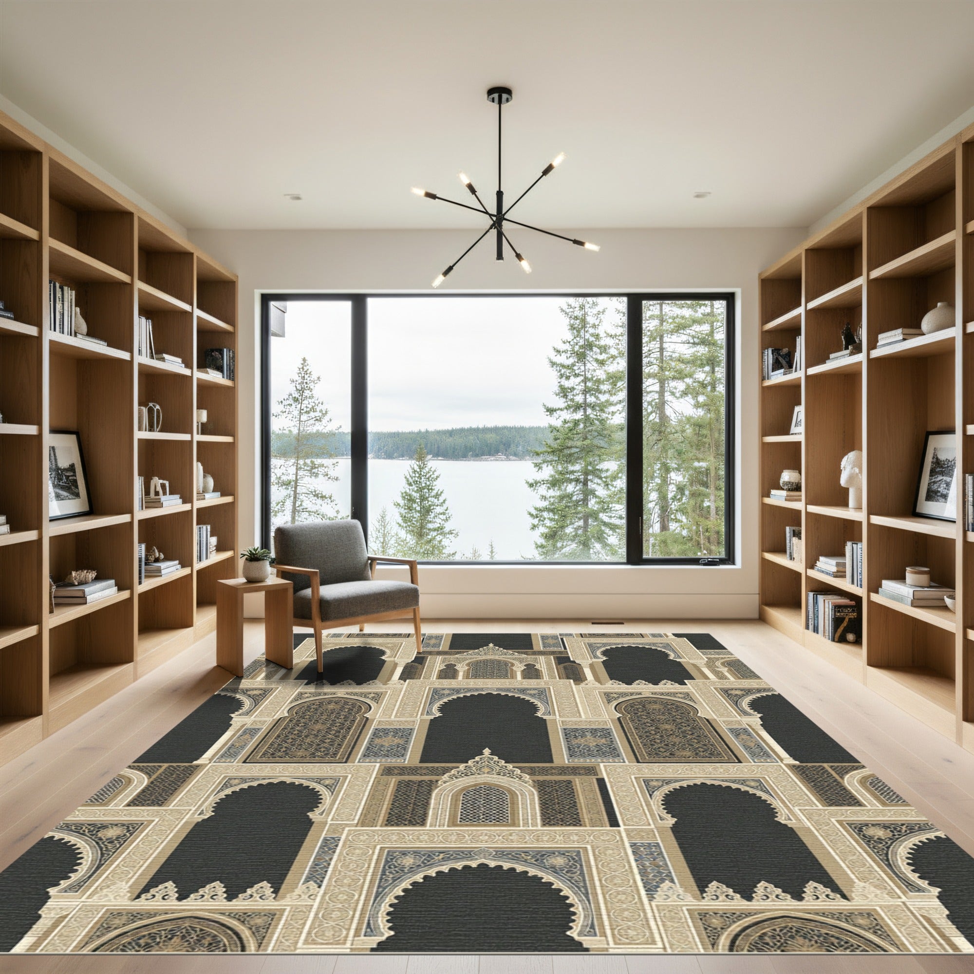 Intricate Archway Beige Ornamental Tapestry Rug