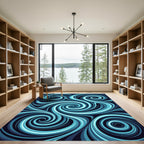 Aqua Blue Swirls Abstract Rug