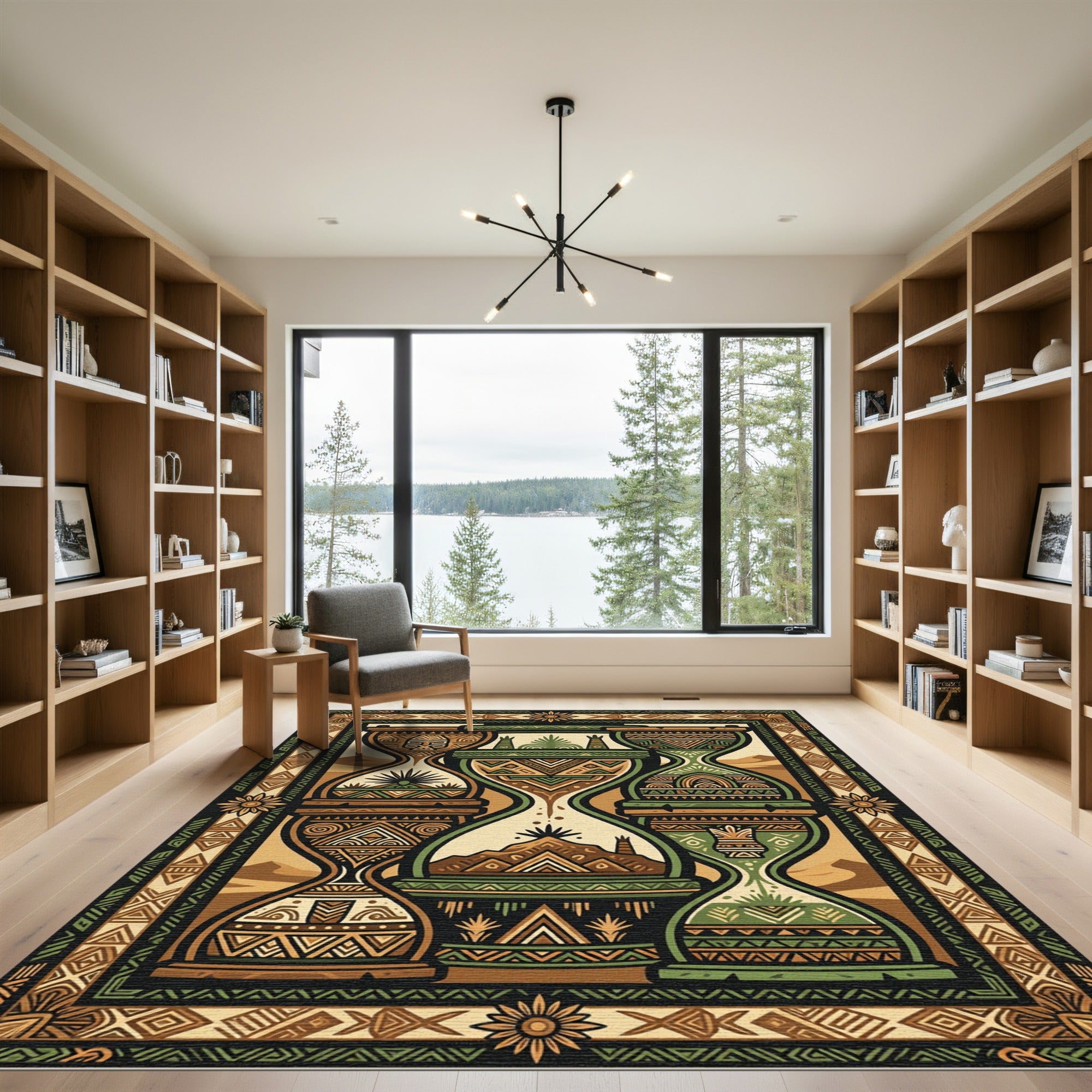 Tribal Earthy Hourglass Symmetry Rug