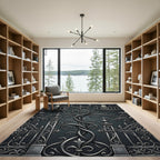 Ornate Silver Scroll Gate Design Rug