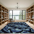 Coiled Blue Serpent Scales Art Rug
