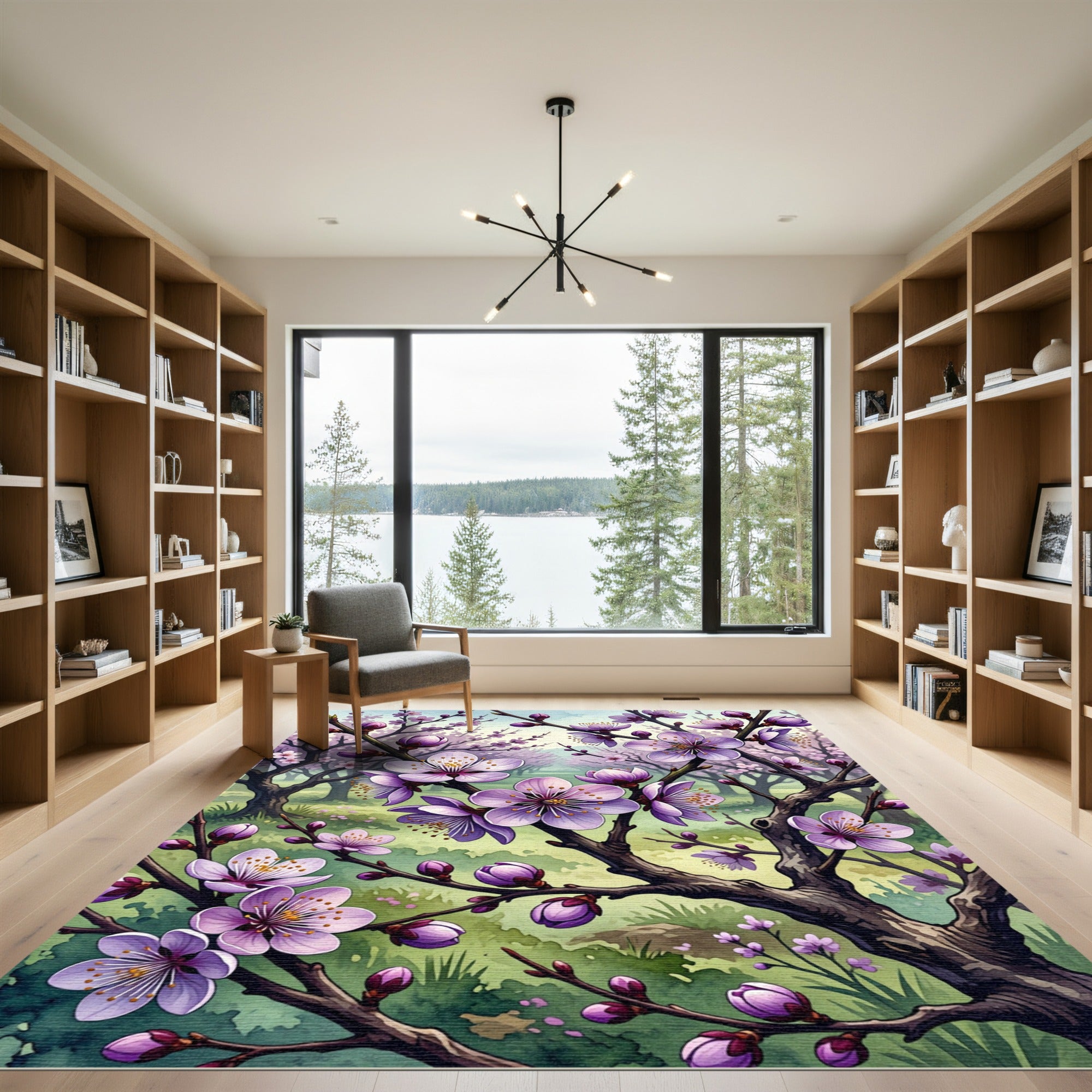 Lavender Cherry Blossom Orchard Flourish Rug