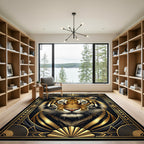 Bold Gold Art Deco Tiger Portrait Rug