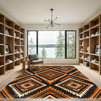 Orange Black Diamond Geometric Kilim Rug