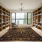 Opulent Golden Compass Star Medallion Rug