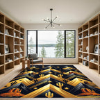 Golden Desert Mountain Abstract Rug