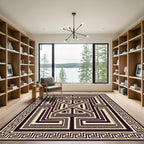 Deep Burgundy Geometric Maze Rug