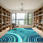 Oceanic Teal Swirl Concentric Rug