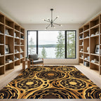 Golden Chain Medallion Abstract Umber Rug