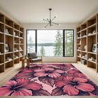 Pink Hibiscus Floral Garden Rug