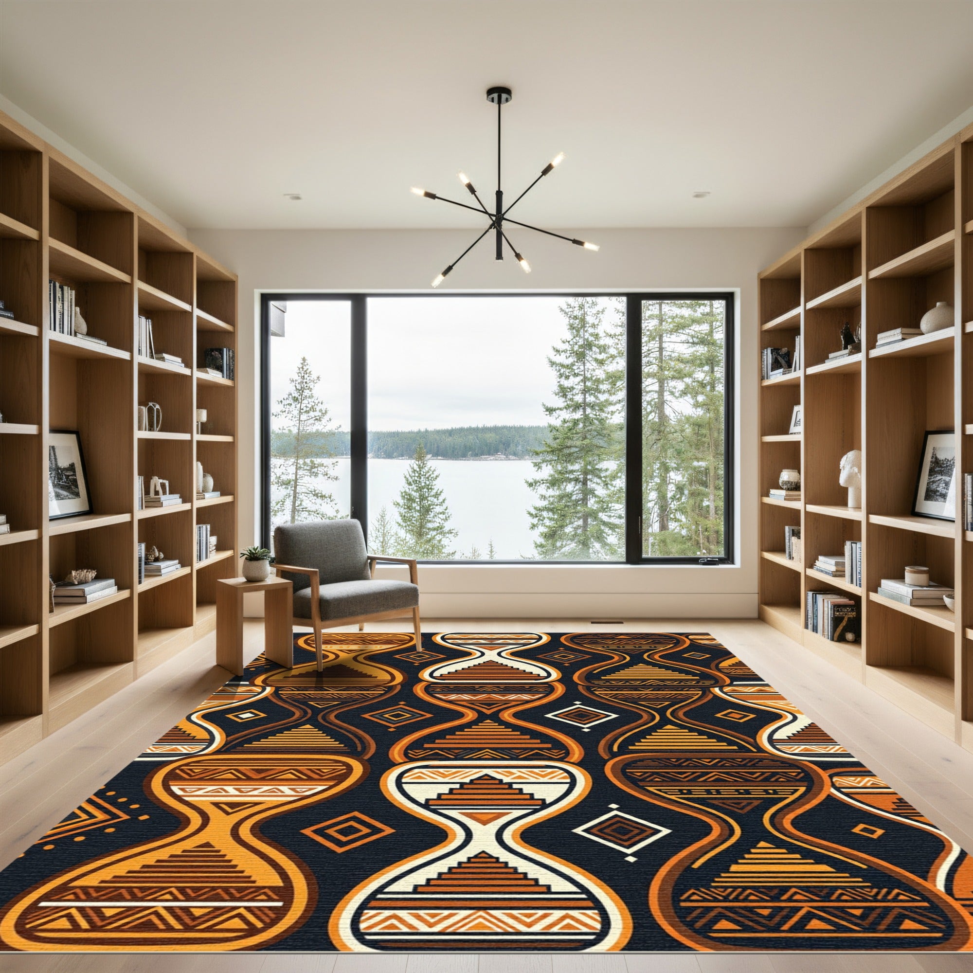 Amber Aztec Hourglass Geo Tapered Steps Rug
