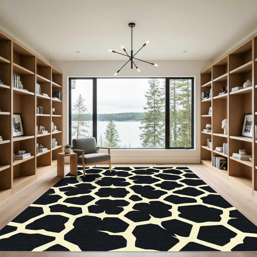 Black and Cream Giraffe Spots Rug