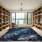 Cosmic World Map Starry Night Rug