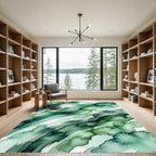 Deep Teal Green Wash Stroke Rug