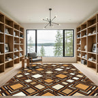 Geometric Earth Tone Linked Square Rug
