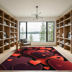 Layered Crimson Heart Abstract Art Rug