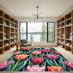 Vibrant Spring Tulip Botanical Garden Rug