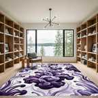 Elegant Deep Purple Abstract Fluid Swirls Rug