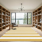 Minimalist Mustard and White Horizontal Stripe Rug
