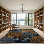 Ornate Gold and Silver Mandala Rug