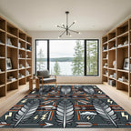 Gray Feather Arrow Tribal Stripe Rug