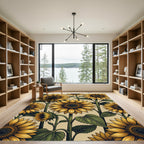 Golden Sunflowers on Soft Cream Background Rug