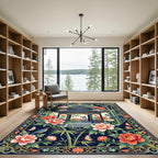 Chinoiserie Navy Peony Pagoda Garden Rug