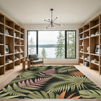 Lush Tropical Fern and Palm Foliage Rug